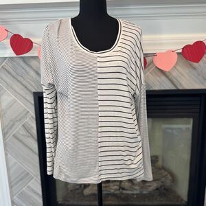 CAbi Mixed Stripe Long Sleeve Scoop‎ Neck Dolman Tunic Small